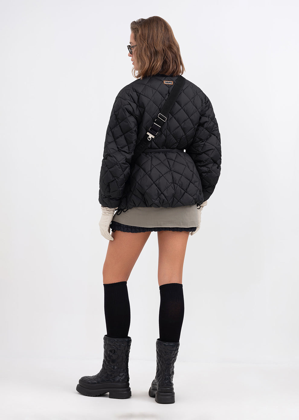 Women's Black puffer jacket – quilted winter coat by Dipari