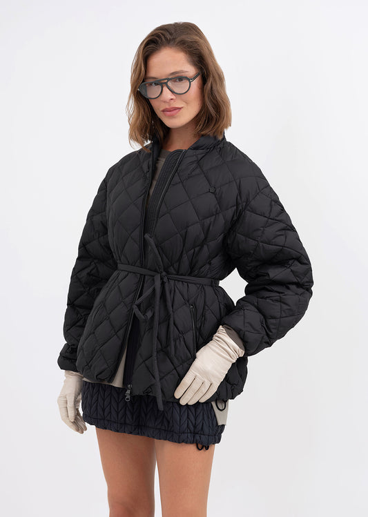 Women's Black puffer jacket – quilted winter coat by Dipari