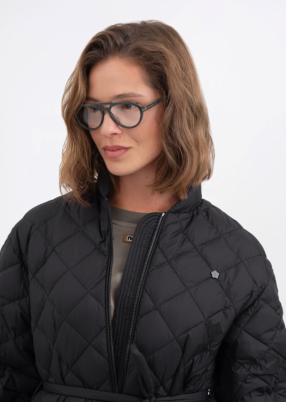 Women's Black puffer jacket – quilted winter coat by Dipari