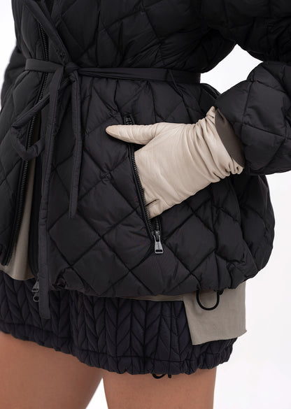 Women's Black puffer jacket – quilted winter coat by Dipari