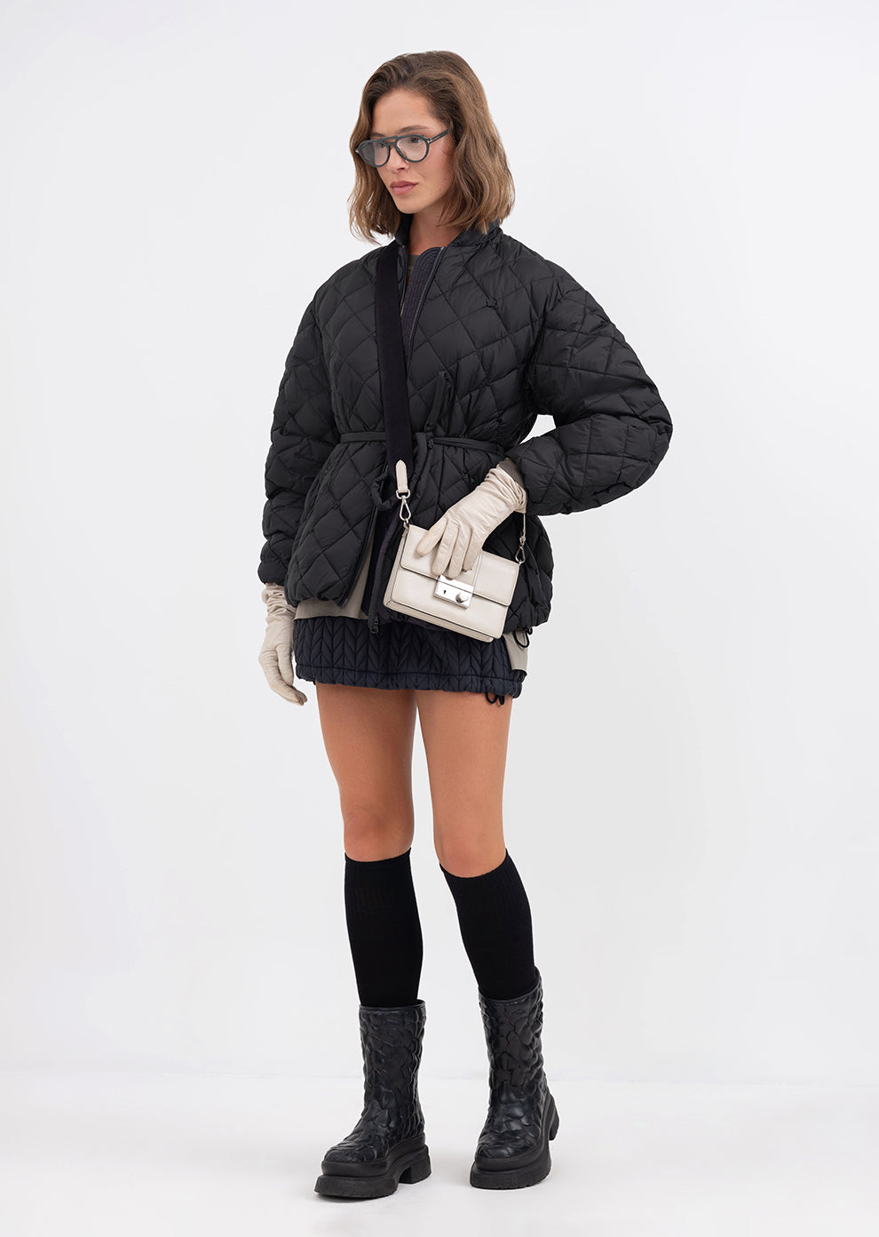 Women's Black puffer jacket – quilted winter coat by Dipari