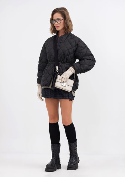 Women's Black puffer jacket – quilted winter coat by Dipari