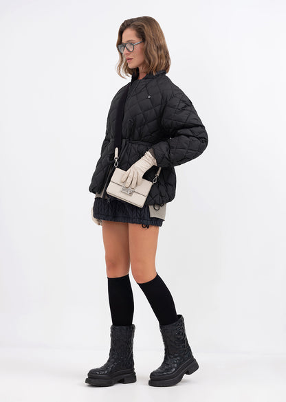 Women's Black puffer jacket – quilted winter coat by Dipari