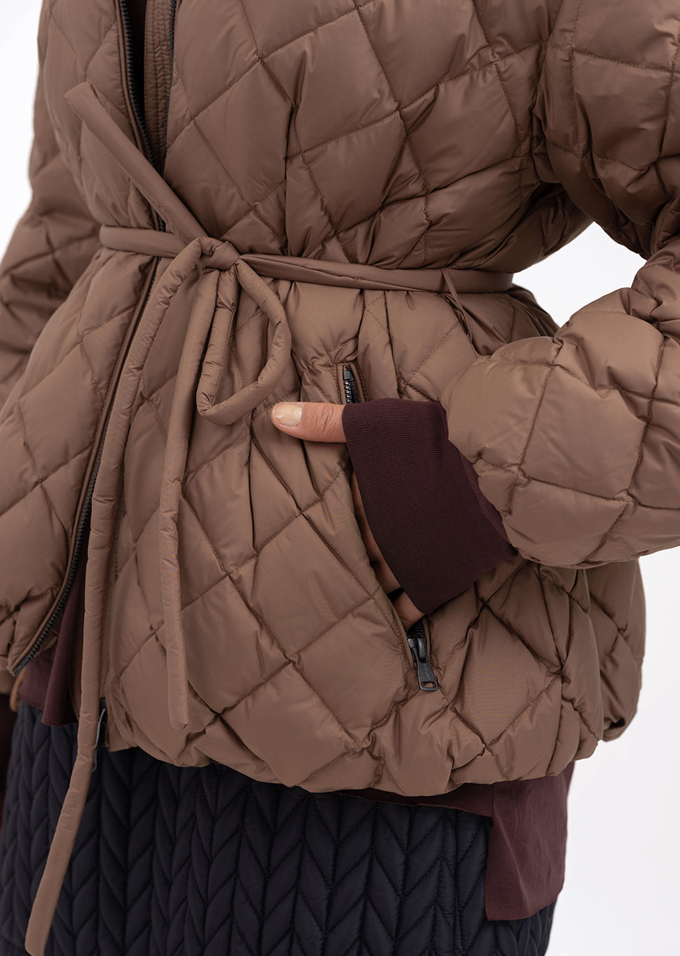 Women's Espresso brown puffer jacket – quilted winter coat by Dipari