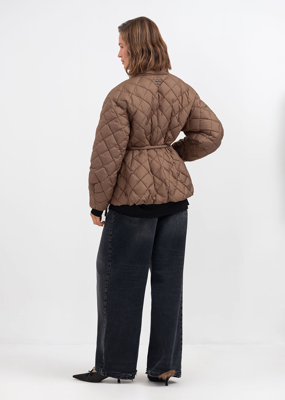Women's Espresso brown puffer jacket – quilted winter coat by Dipari