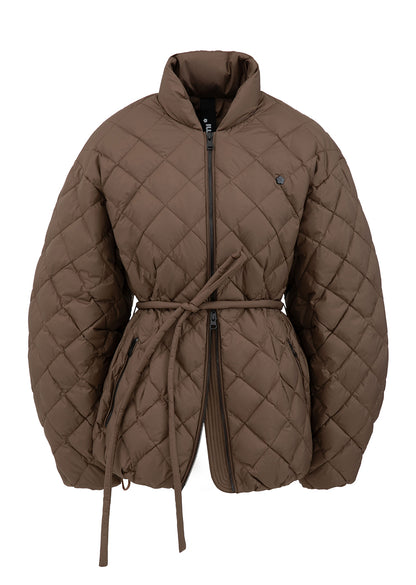 Women's Espresso brown puffer jacket – quilted winter coat by Dipari